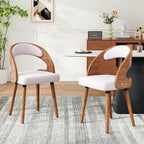 Farini Wood Dining Chairs, Set of 4 Modern Upholstered Dining Chairs with Curved Backrest for Kitchen, Dining Room, Living Room, Light Grey