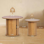 Modern Walnut End Table with Storage - Fluted Design Living Room Accent Table, Tall Bedside Nightstand & Sofa Side Table for Small Spaces, Dark Wood Finish (23.6" Wide, Natural)