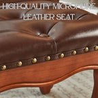 Foot Stools Ottoman, Small Vintage Leather Footstool for Living Room, Solid Wooden Ottoman Foot Rest,Shoe Change Bench at the Entrance (Warm Brown)