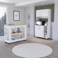 Nadina 4-Door 2-Drawer 2-Piece Kitchen Set, Kitchen Island and Kitchen Pantry White and Light Oak