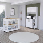 Nadina 4-Door 2-Drawer 2-Piece Kitchen Set, Kitchen Island and Kitchen Pantry White and Light Oak