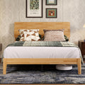 Novilla Queen Bed Frame with 3-Level Adjustable Storage Headboard, Solid Wood Platform Bed Frame with Slats, No Box Spring Needed, Noise Free, Natural Finish for Master Bedroom and Guest Room