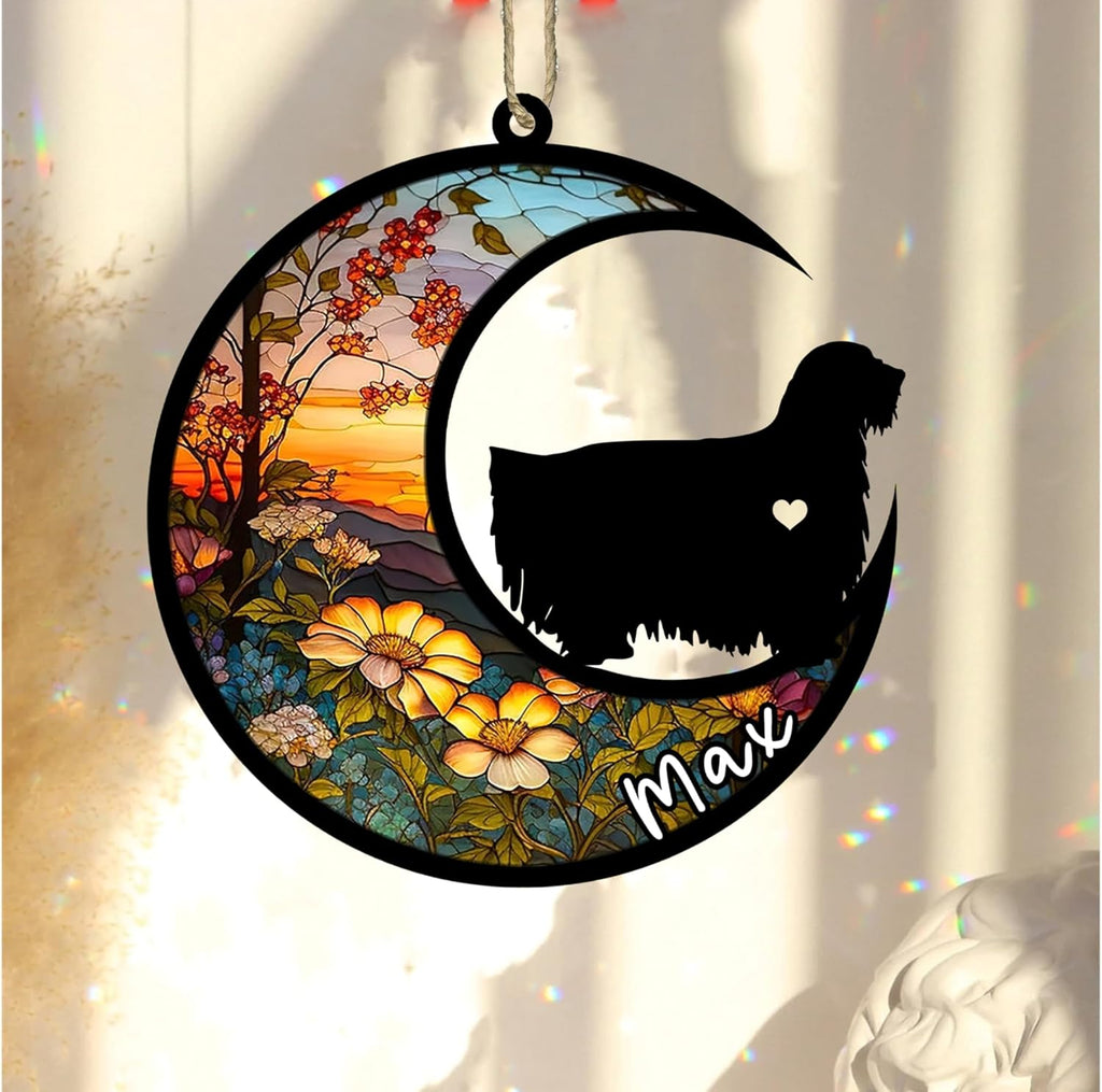 Personalized Dog Memorial, Custom Name Komondor Dog Christmas Ornament with Name, Custom Breeds, Pet Loss Light Catcher, Gifts for Lovers Loss of Pet Sympathy on Mothers Day Christmas