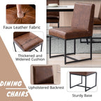 BESTANO Modern Dining Chairs Set of 4, Brown PU Leather Upholstered Kitchen & Dining Room Chairs with Black Metal Frame Armless Mid Century Side Kitchen Chair Sillas De Comedor