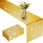 4 Packs Gold Disco Party Table Runner 12 x 108 Inches Mirror Glitter Table Runners for 70s 80s Disco Party Decorations Home Birthday Bachelorette Table Decorations