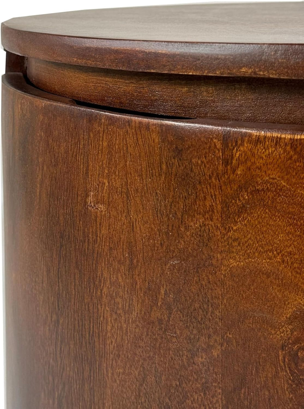 24" Chestnut Solid Wood Round Drum End Table with Two Drawers