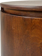24" Chestnut Solid Wood Round Drum End Table with Two Drawers