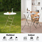 32" Round Folding Table, Portable Bar Height Folding Table with Detachable Legs, Round Foldable Table with HDPE Top for Standing Parties, Balcony, Event, Indoor Outdoor Use (White, 2 Pack)