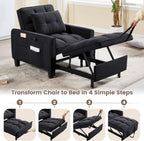 Convertible Sleeper Chair, 3 in 1 Sleeper Chair Bed Pull Out Sofa Bed Chairs, Single Sofa with Adjustable Backrest for Adults Reading Living Room, Bedroom, Velvet Black