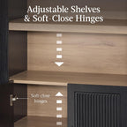 Best Choice Products 72" Tall Arched Pantry Cabinet w/Reeded Doors, 5-Tier Bookshelf, Armoire, Hutch, Bookcase, Storage Cabinet w/Adjustable Shelves, for Dining Room and Livingroom - Black Oak