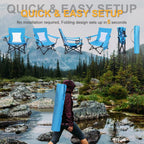 Joyfair Beach Camping Chair (2 Pack), Folding Chair for Adults (Blue) | Heavy Duty Outdoor Portable Chair with Armrest for Outside Lawn, Sport, Fishing, Cup Holder & Storage Pocket, Carry Bag