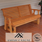 Amish Heavy Duty 800 Lb Roll Back Pressure Treated Porch Glider (4 Foot, Cedar Stain)