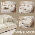 Modular Sectional Sofa for Living Room, 102" Oversized Cloud Couch with Movable Ottoman, 4 Seat Modern Comfy Sofa Chenille Deep Seat Couches with L Shape, for Office Bedroom Living Room