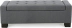 Christopher Knight Home Guernsey Fabric Storage Ottoman, Charcoal 20x50.25x16.75 inches
