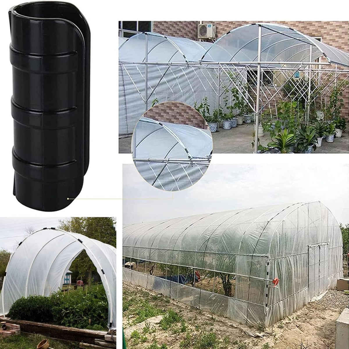 50 PCS Greenhouse Clips 3/4 inch Plastic Greenhouse Clamps 20mm Black ABS Snap Clamp Tube Clip Garden Buildings Tube Clip for Greenhouse Film Sunshade Nets Frame Shelters- Outer Ø 0.95” inner Ø 0.78”
