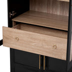 Kitchen 71" Arched Pantry Hidden Storage，Black-V | Adjustable Shelves Soft-Close Doors Anti-Tip Safety 4-Door Racks Durable MDF Multi-Room Use