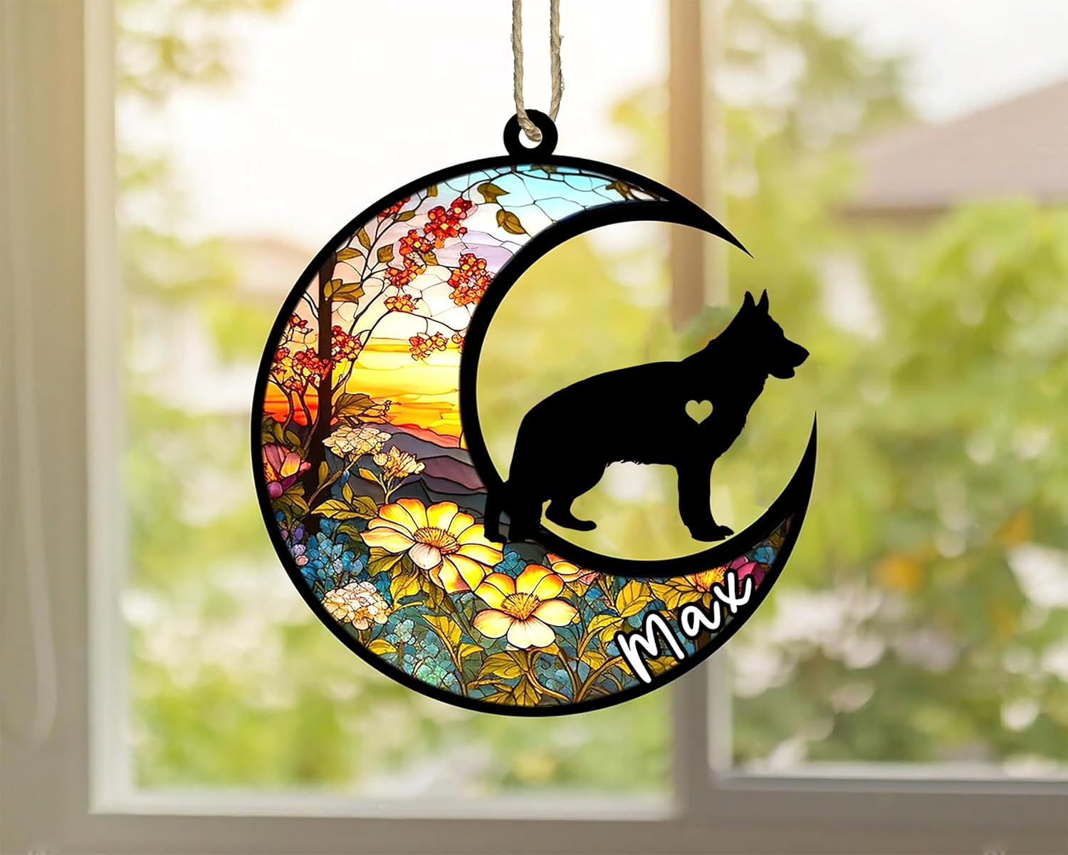 Personalized Dog Memorial, Custom Name German Shepherd Dog Christmas Ornament with Name, Custom Breeds, Pet Loss Light Catcher, Gifts for Lovers Loss of Pet Sympathy on Mothers Day Christmas