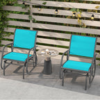 Giantex Swing Glider Chair W/Study Metal Frame Comfortable Patio Chair Love-Seat for Garden, Porch, Backyard, Poolside, Lawn Outdoor Rocking Chair (1, Turquoise)