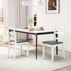 Giantex Dining Chairs, Wooden Armless Kitchen Chairs with Solid Rubber Wood Legs, Farmhouse Ladder Back Dining Chairs for Dining Room (2, White+Gray)