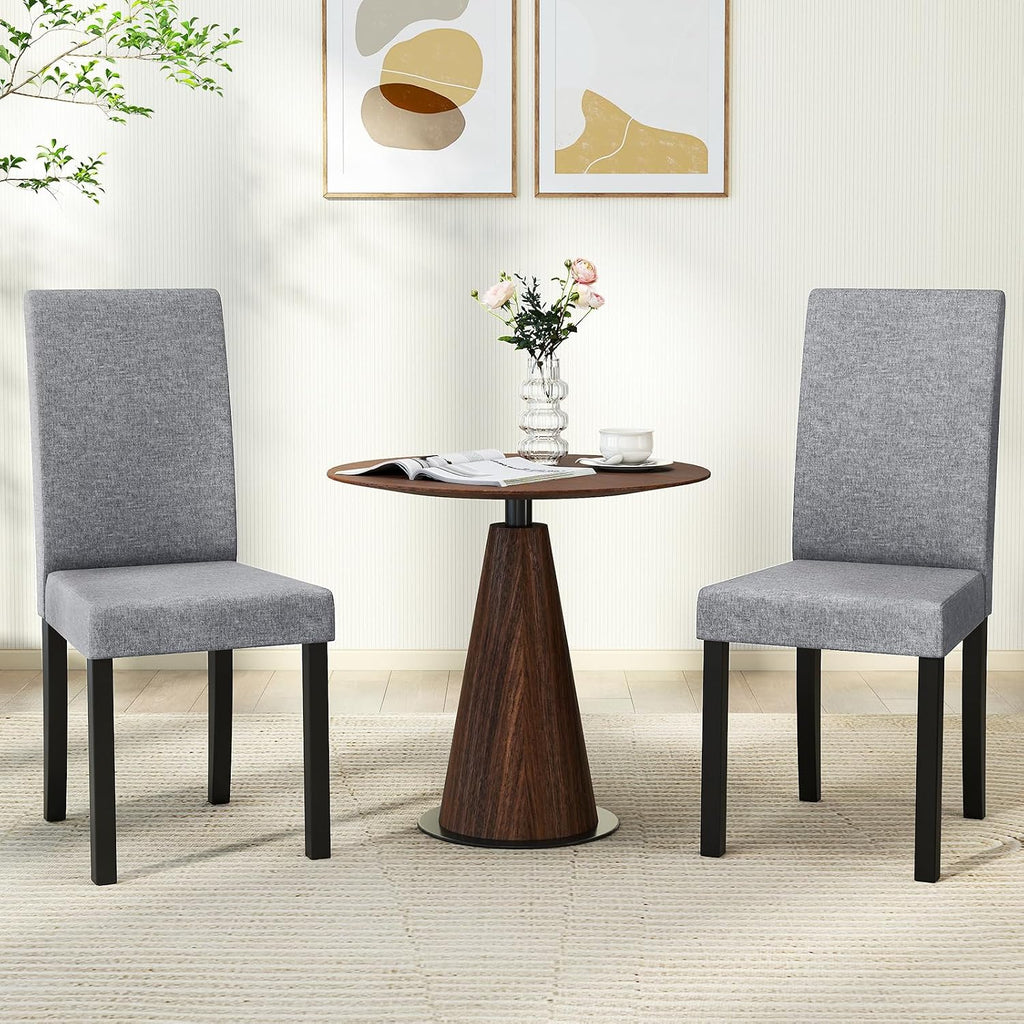 GOFLAME Upholstered Dining Chairs Set of 4, Fabric Kitchen Chairs with Padded Seat, Tilt Backrest, Rubber Wood Legs, Armless Side Chairs for Dining Room, Living Room, Restaurant, Light Gray