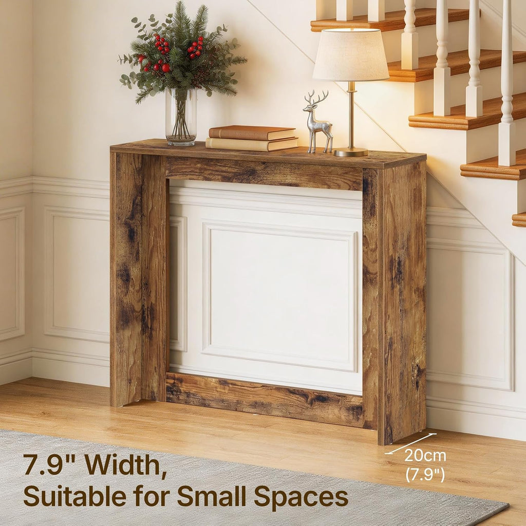 YATINEY Narrow Console Table, 29.5'' Small Farmhouse Entryway Table, Wooden Console Table Entryway, Slim Farmhouse Couch Table Behind Sofa for Living Room, Hallway, Foyer, Rustic Brown CT35RB