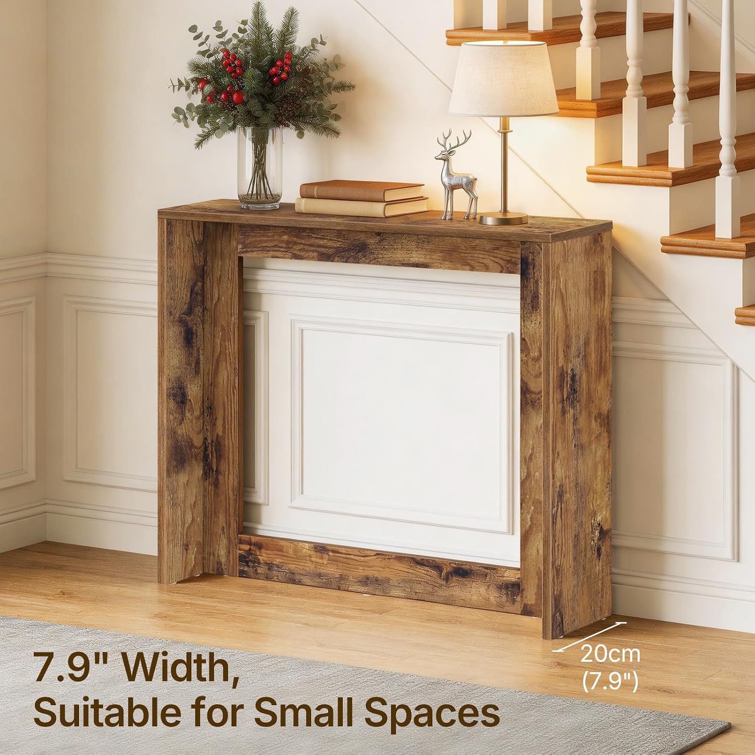 YATINEY Narrow Console Table, 29.5'' Small Farmhouse Entryway Table, Wooden Console Table Entryway, Slim Farmhouse Couch Table Behind Sofa for Living Room, Hallway, Foyer, Rustic Brown CT35RB