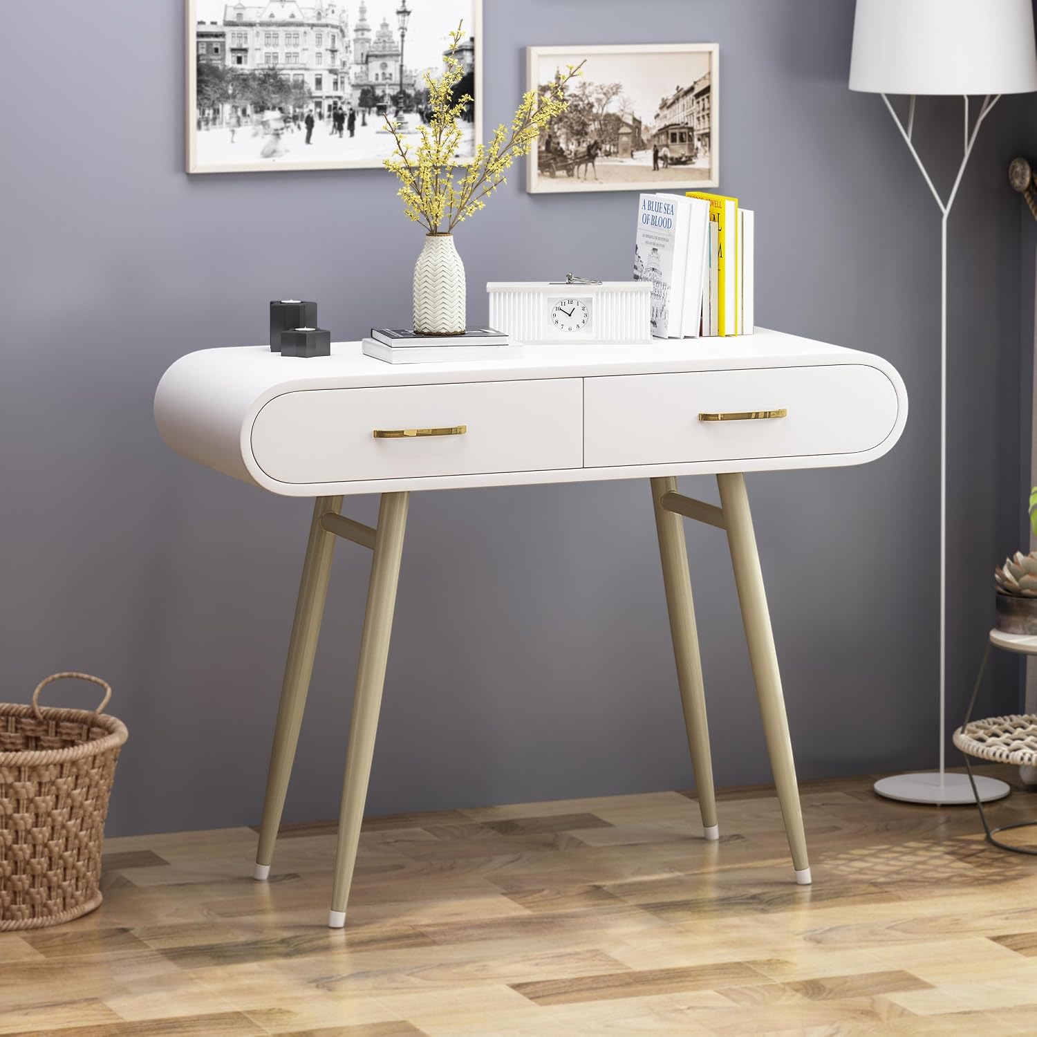Accent Table, Set of 2 Nesting Tables, Space-Saving Side Tables for Living Room, Modern End Tables with Storage, Wood and Black Finish
