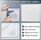 N&Y HOME Waffle Weave Shower Curtain with Snap-in Fabric Liner & Hooks Set - Hotel Style, Water-Repellent & Washable, Heavyweight Fabric & Mesh Top Window - 71x72, Moonlight Blue