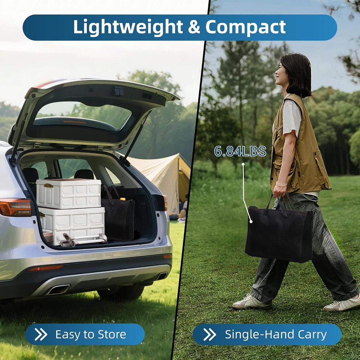 LOFTEY 3 ft Folding Camping Table, Portable Camp Table, Adjustable Height | 3 Height Settings up to 27.5", 70 lb Capacity, Compact Tri-Fold, Lightweight with Carry Bag, Mesh Pocket and Hooks