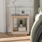COZAYH Farmhouse End Table, Open Cube Accent Table with Geometric Frame, Modern Minimalist Side Table, Light Grey