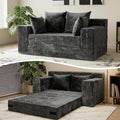 Couch Small, 3-in-1 Loveseat Sleeper Sofa Bed Convertible Sofa Bed with 4 Pillows, Black Couch for Living Room, Guest Room, Small Space