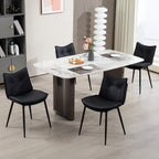 AVAWING Modern Dining Chairs Set of 4, Faux Leather Upholstered Kitchen Chairs with Button Tufted Back and Adjustable Footpads, Armless Accent Chairs for Dining Living Room, Black