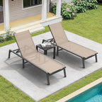 Aluminum Chaise Lounge Chair Outdoor for Outside Poolside, 1PC, Khaki