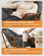Upgrade Oversized Padded Camping Chair with Adjustable Cup Holder,Weight Capacity 400 LBS,Built-in Comfy Foam Armrest Supports,Heavy Duty Moon Leisure Folding Chair for Camping, Orange (2 Pack)