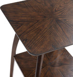 Sandstone Home LAX Mid-Century Modern Square End Table with Starburst Top – 18” Accent Table with Shelf, Rich Espresso Brown Finish, Retro Side Table or Nightstand for Living Room or Bedroom