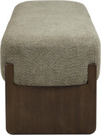 Virubi Elegant Upholstered Loop Yarn Ottoman, Dark Green End of Bed Entryway Benches, Corner Dining Bench Shoe Stool for Indoor Bedroom Living Dining Room (Dark Green)