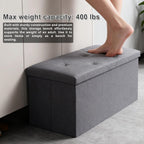 30 Inches Ottoman with Storage, Folding Ottoman Bench Set, Storage Bench for Bedroom, Chest for Entryway, Living Room, Support 500LBS Grey
