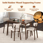 GOFLAME 5-Piece Dining Table Set for 4, Farmhouse Kitchen Table & 4 Upholstered Chairs with Rubber Wood Frame, Padded Seat, Curved Backrest, Space-Saving Dinette Set for Dining Room, Small Space