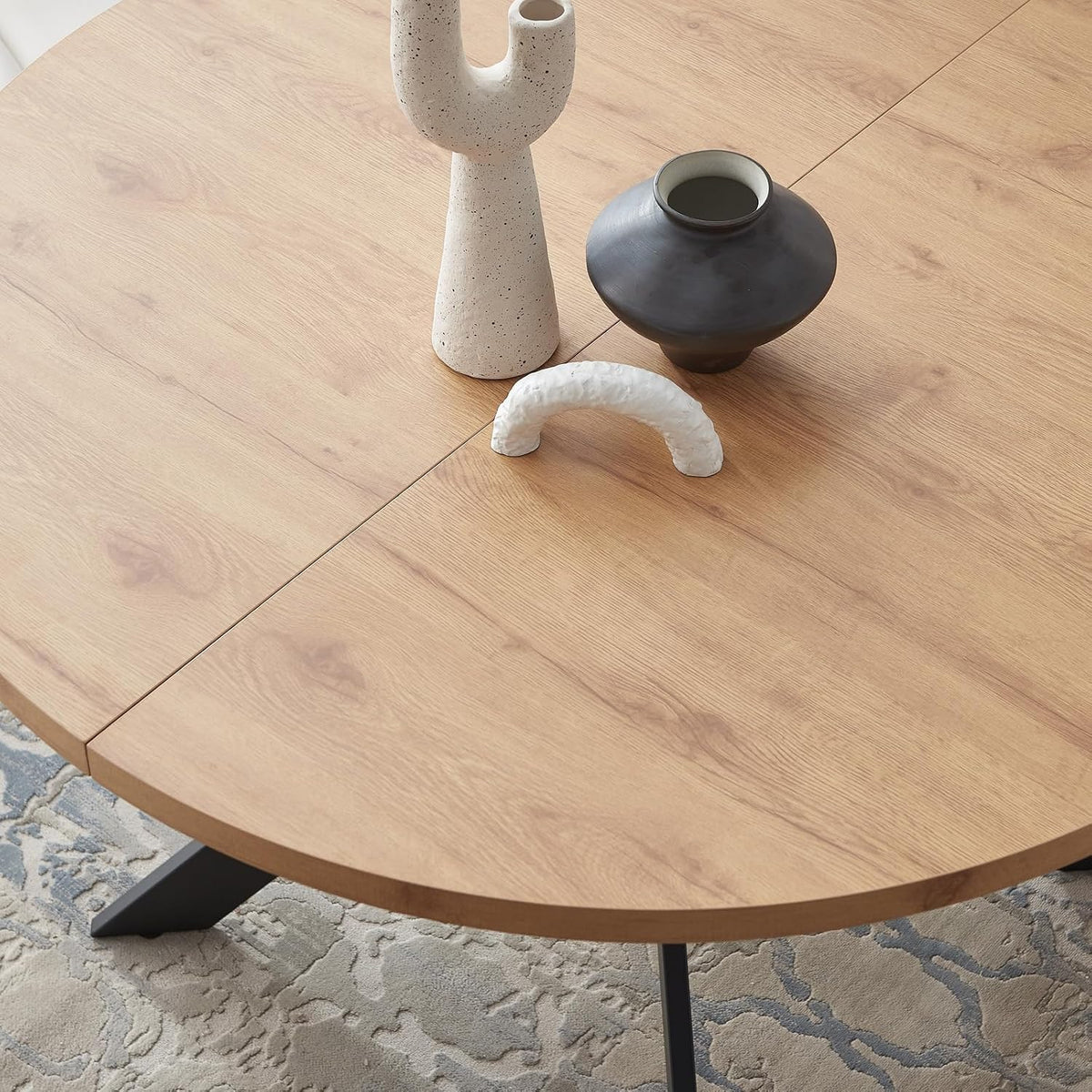 Zerifevni 46.4" Round Dining Table Set, Mid Century Modern Round Dining Table for 4-6 Person, w/Steel Legs, Coffee Table for Kitchen Dining Room, Office, Save Space