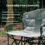 Camphor Designs Oversized Double Portable Folding Director’s Loveseat Chair with Padded Backrest, Side Table | Outdoor Sports, Beach, Lawn, Hunting, Tailgating, Fishing| Supports 300 Lbs/Seat