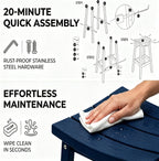 AMILY HDPE Bar Stool Set of 2, Outdoor Bar Height 29‘’, Heavy Duty All-Weather Patio Stool for Poolside, Backyard, Balcony, Easy Assembly (Blue)