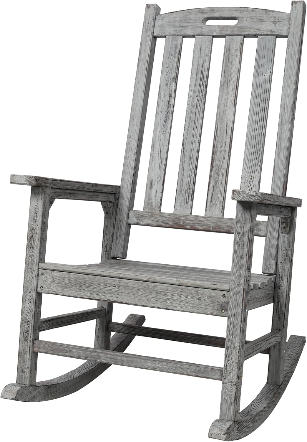 Oversized Wooden Porch Rocker Chair: Classic Fir Wood Design with 21-Inch Wide Seat & High Backrest - Smooth Rocking Motion for Indoor & Outdoor Use - Supports Up to 330 lbs
