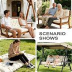 Porch Swing Cushions,Outdoor Cushions 3 Seater Replacement with Backrest, Waterproof Thickened Bench Cushion with Ties for Porch, Patio,Outdoor, Backyard and Garden (Cream 60 * 40 in)