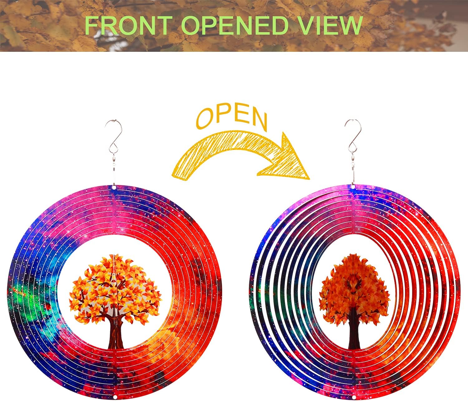 Spring Song Tree of Life 3D Kinetic Wind Spinner for Yard and Garden Stainless Steel Spinner Indoor and Outdoor Hanging Decor Crafts Ornaments Kinetic Art Spinner Hanging Wind Spinners Decor Gifts