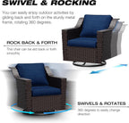 Joyside Outdoor Swivel Chair, Patio Swivel Chairs with Wide Armrest and Thick Cushions, Upgraded Large Size for Backyard, Garden, Poolside