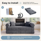 79" Convertible Futon Sofa Bed, Couch for Living Room | Dark Gray | Corduroy Loveseat Sleeper Sofa, Modular Futon Couch with Pocket Spring Core, Pull Out Couch No Assembly