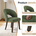 Dining Chairs Set of 4, Mid Century Modern Dining Chairs with Solid Wood Legs, Curved Back Kitchen Chair Farmhouse Side Upholstered Chairs for Kitchen Dining Room, Green