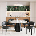 Black Dining Chairs Set of 4 Upholstered Leather Dining Chair with Curved Backrest, Mid Century Modern Chair with Metal Frame, Comfortable Chairs for Kitchen and Dining Room, Restaurant,Bar (Black-4)