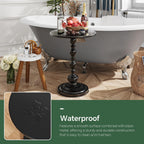Simple Trending Small Side Table, Round Drink Table End Table, Sofa Table TV Tray Table, Pedestal Coffee Table for Living Room, Black