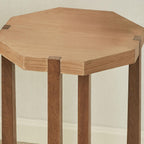 Huxley Octagonal End Table with Weathered Oak Top and Dark Walnut Crossing Legs | 16 inch Diameter x 26 inch high | Wooden Side Table for Living Room, Bedroom, or Office | Modern | Geometric
